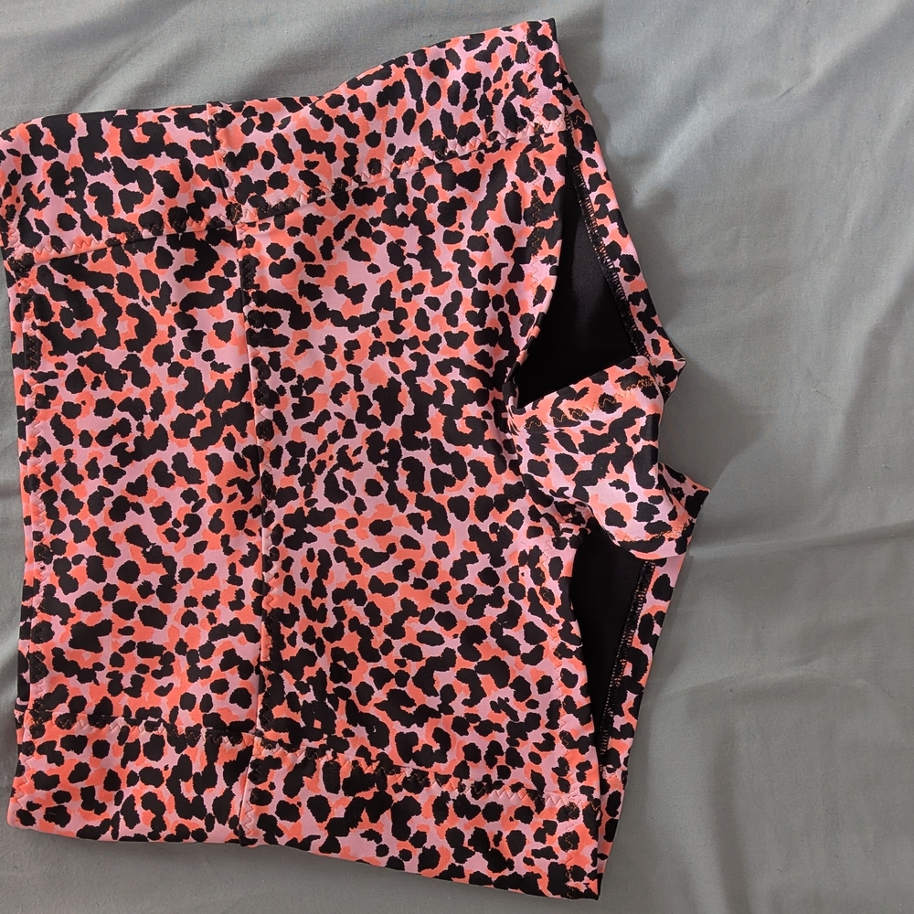 Fabletics Pink and Black Swim  Shorts Vibrant Animal Print